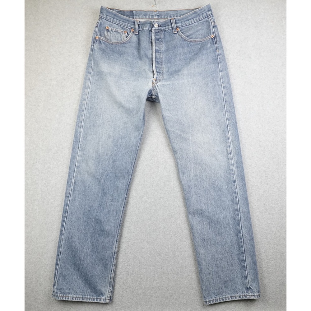 Levis 501 Jeans Mens 35x31.5 Actual USA Blue Light Wash Button Fly Vintage 90s